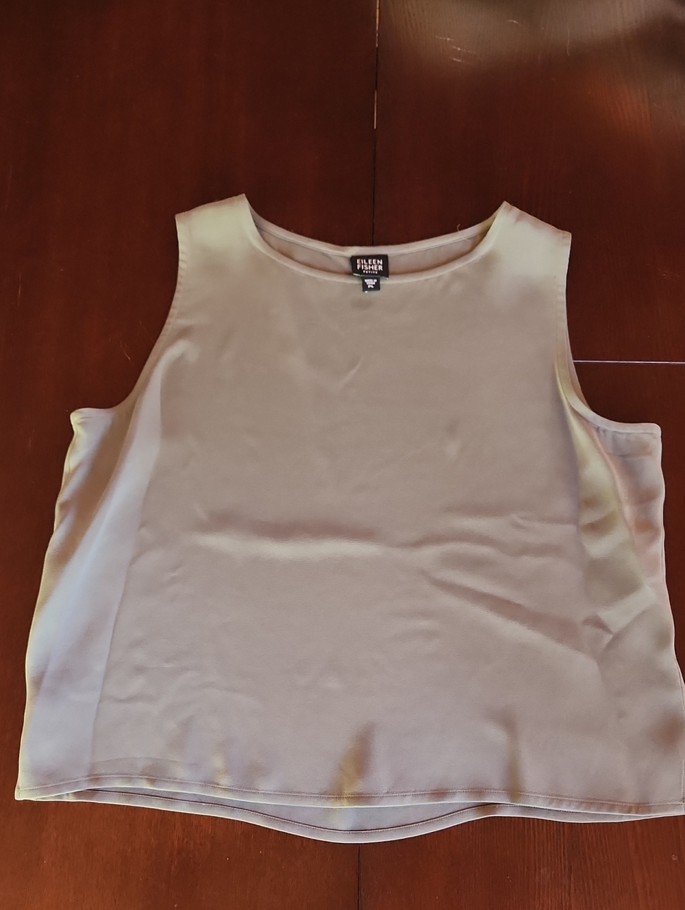 Eileen Fisher Sleeveless Silk Tank in muted Grey Green Color